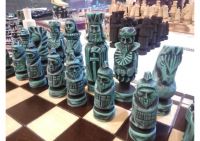 Handmade carved wood chess